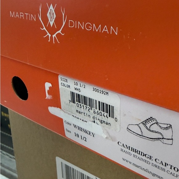 Martin Dingman Cambridge Martin Cambridge Captoe Whiskey Size 10.5 Retail $325 - Picture 7 of 7